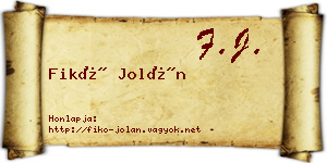 Fikó Jolán névjegykártya